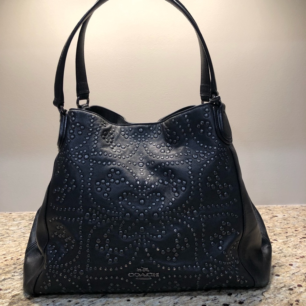 Coach black studded Eddie bag